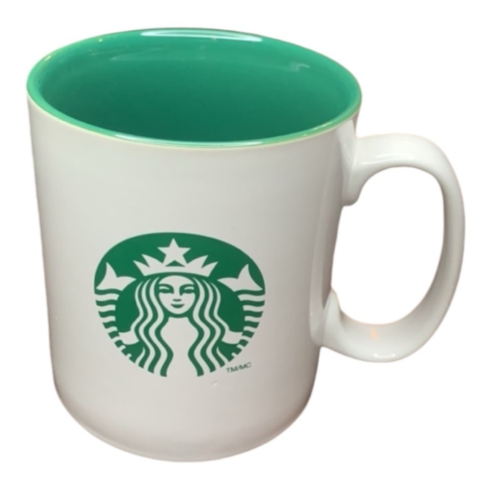 Starbucks 2012 Classic Large Coffee Mug White Green Mermaid Logo Green Interior